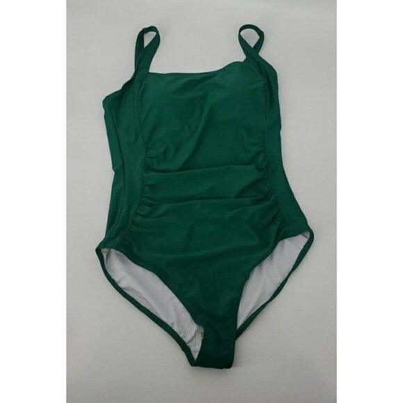 Hilor ARMY GREEN Shirred Tummy Control One Piece Swimsuit US 12 NWT - Picture 6 of 9